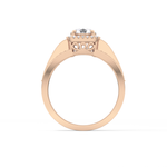 Round Cut 0.79 Carat Moissanite Ring – Halo and Triple Pave Setting in Gold