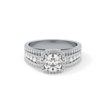 Round Cut 0.79 Carat Moissanite Ring – Halo and Triple Pave Setting in Gold