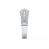 Round Cut 0.79 Carat Moissanite Ring – Halo and Triple Pave Setting in Gold