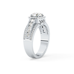 Round Cut 0.79 Carat Moissanite Ring – Halo and Triple Pave Setting in Gold