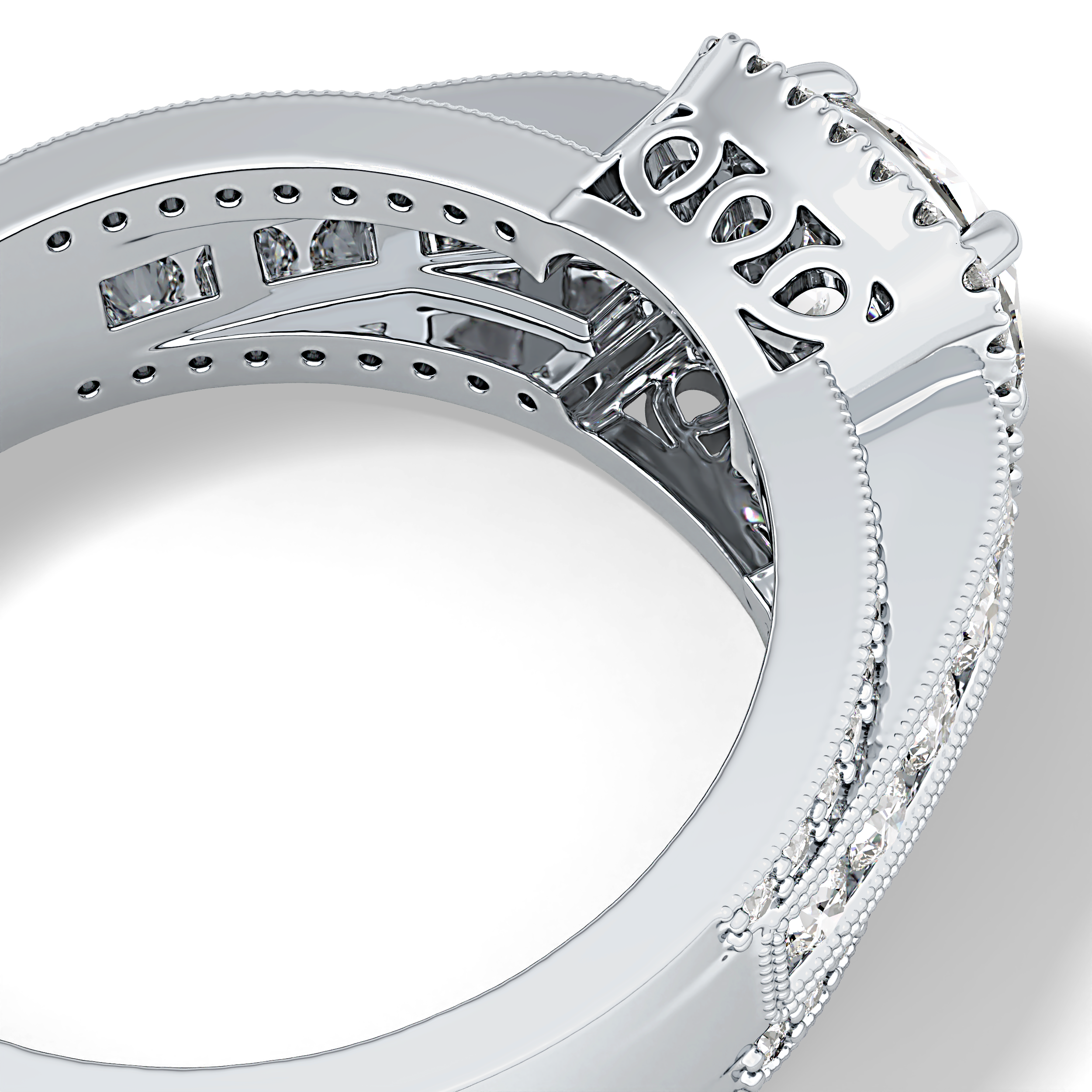 Round Cut 0.79 Carat Moissanite Ring – Halo and Triple Pave Setting in Gold