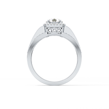 Round Cut 0.79 Carat Moissanite Ring – Halo and Triple Pave Setting in Gold