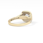 Round Cut 0.79 Carat Moissanite Ring – Double Halo and Pave Setting in Gold