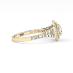 Round Cut 0.79 Carat Moissanite Ring – Double Halo and Pave Setting in Gold
