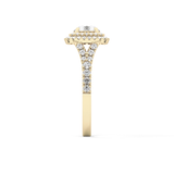 Round Cut 0.79 Carat Moissanite Ring – Double Halo and Pave Setting in Gold