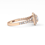Round Cut 0.79 Carat Moissanite Ring – Double Halo and Pave Setting in Gold