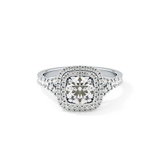 Round Cut 0.79 Carat Moissanite Ring – Double Halo and Pave Setting in Gold