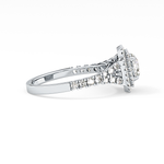 Round Cut 0.79 Carat Moissanite Ring – Double Halo and Pave Setting in Gold