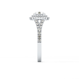Round Cut 0.79 Carat Moissanite Ring – Double Halo and Pave Setting in Gold