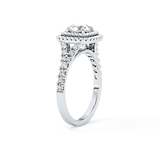 Round Cut 0.79 Carat Moissanite Ring – Double Halo and Pave Setting in Gold