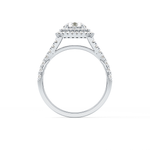 Round Cut 0.79 Carat Moissanite Ring – Double Halo and Pave Setting in Gold