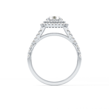 Round Cut 0.79 Carat Moissanite Ring – Double Halo and Pave Setting in Gold