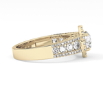 Round Cut 1.28 Carat Moissanite Ring – Halo and Triple Pave Setting in Gold