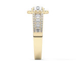 Round Cut 1.28 Carat Moissanite Ring – Halo and Triple Pave Setting in Gold