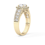 Round Cut 1.28 Carat Moissanite Ring – Halo and Triple Pave Setting in Gold