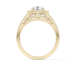 Round Cut 1.28 Carat Moissanite Ring – Halo and Triple Pave Setting in Gold