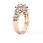 Round Cut 1.28 Carat Moissanite Ring – Halo and Triple Pave Setting in Gold