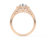 Round Cut 1.28 Carat Moissanite Ring – Halo and Triple Pave Setting in Gold