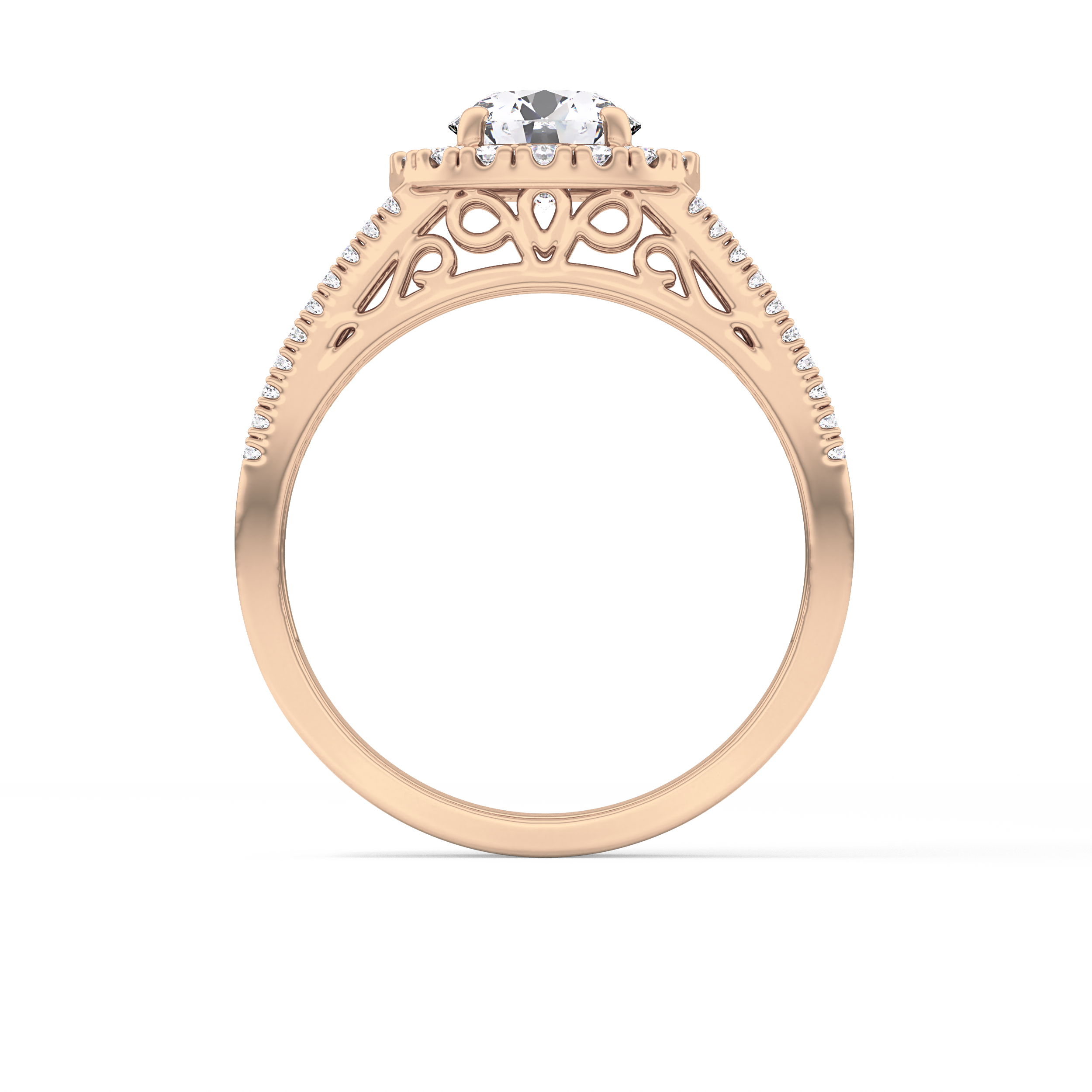 Round Cut 1.28 Carat Moissanite Ring – Halo and Triple Pave Setting in Gold
