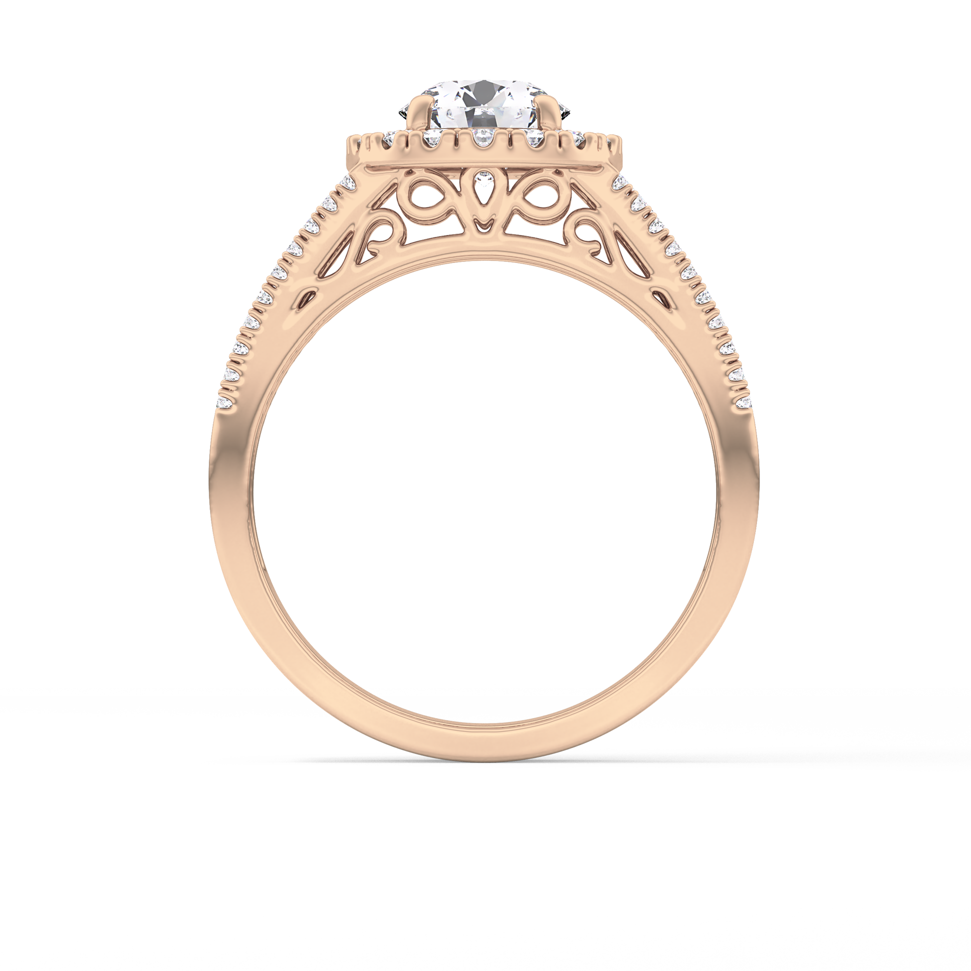 Round Cut 1.28 Carat Moissanite Ring – Halo and Triple Pave Setting in Gold