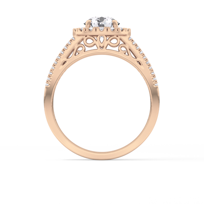 Round Cut 1.28 Carat Moissanite Ring – Halo and Triple Pave Setting in Gold