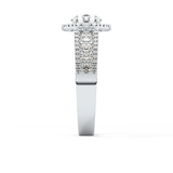 Round Cut 1.28 Carat Moissanite Ring – Halo and Triple Pave Setting in Gold
