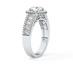Round Cut 1.28 Carat Moissanite Ring – Halo and Triple Pave Setting in Gold