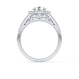 Round Cut 1.28 Carat Moissanite Ring – Halo and Triple Pave Setting in Gold