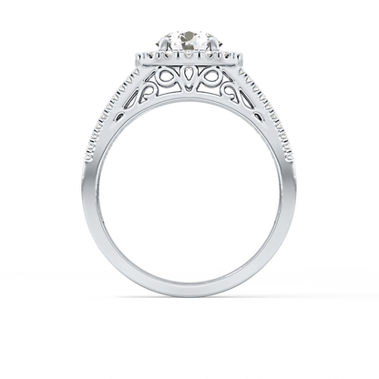 Round Cut 1.28 Carat Moissanite Ring – Halo and Triple Pave Setting in Gold