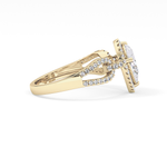 Pear Cut 1.12 Carat Moissanite Ring – Split Shank and Pave Setting in Gold