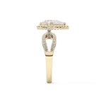 Pear Cut 1.12 Carat Moissanite Ring – Split Shank and Pave Setting in Gold