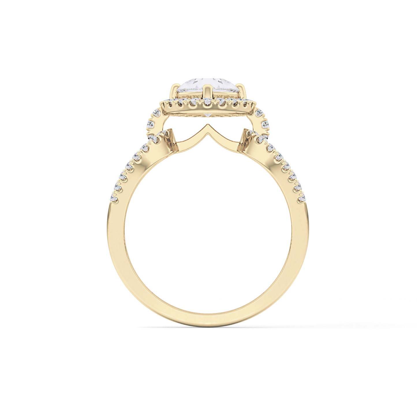 Pear Cut 1.12 Carat Moissanite Ring – Split Shank and Pave Setting in Gold