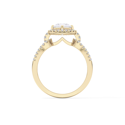 Pear Cut 1.12 Carat Moissanite Ring – Split Shank and Pave Setting in Gold
