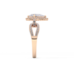 Pear Cut 1.12 Carat Moissanite Ring – Split Shank and Pave Setting in Gold