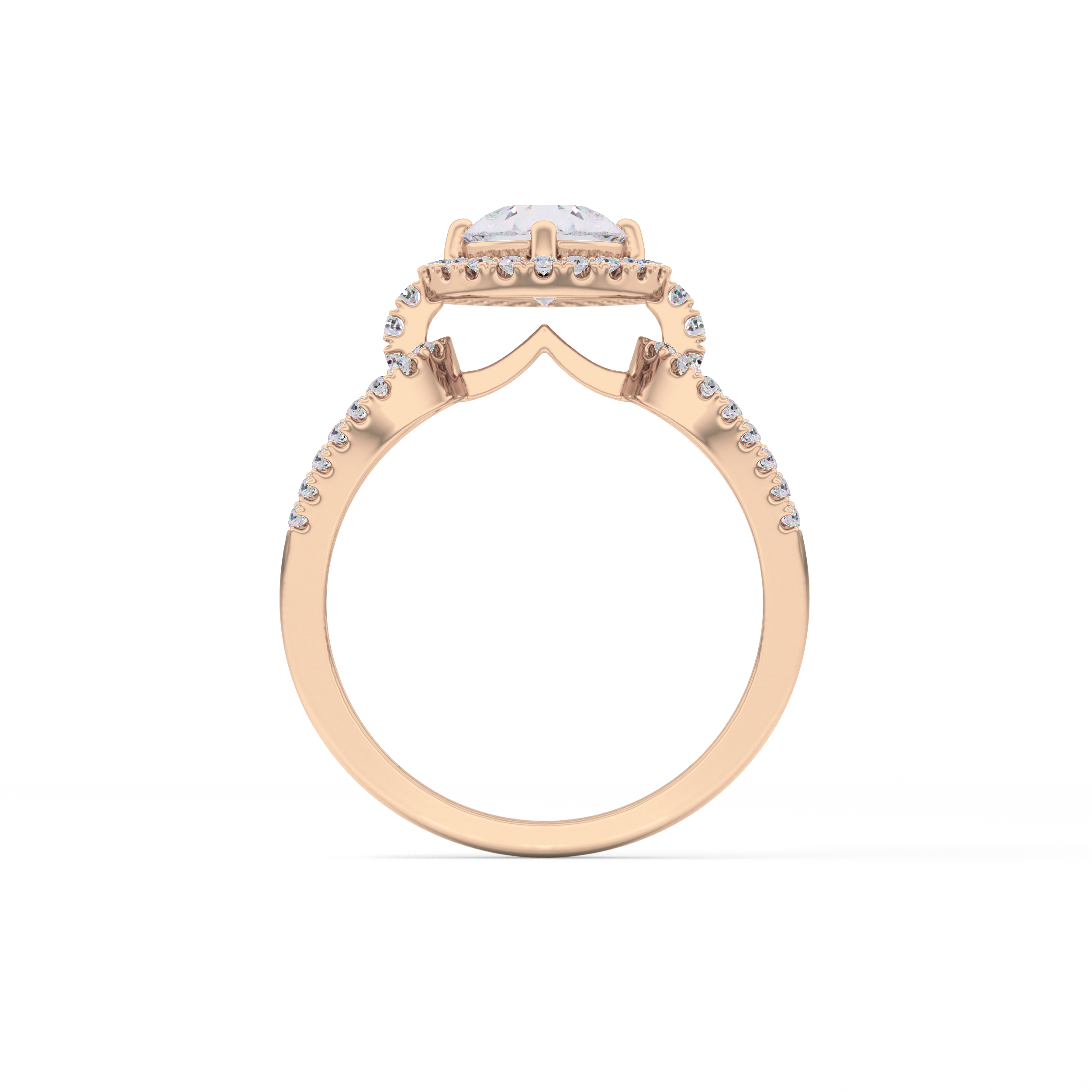 Pear Cut 1.12 Carat Moissanite Ring – Split Shank and Pave Setting in Gold