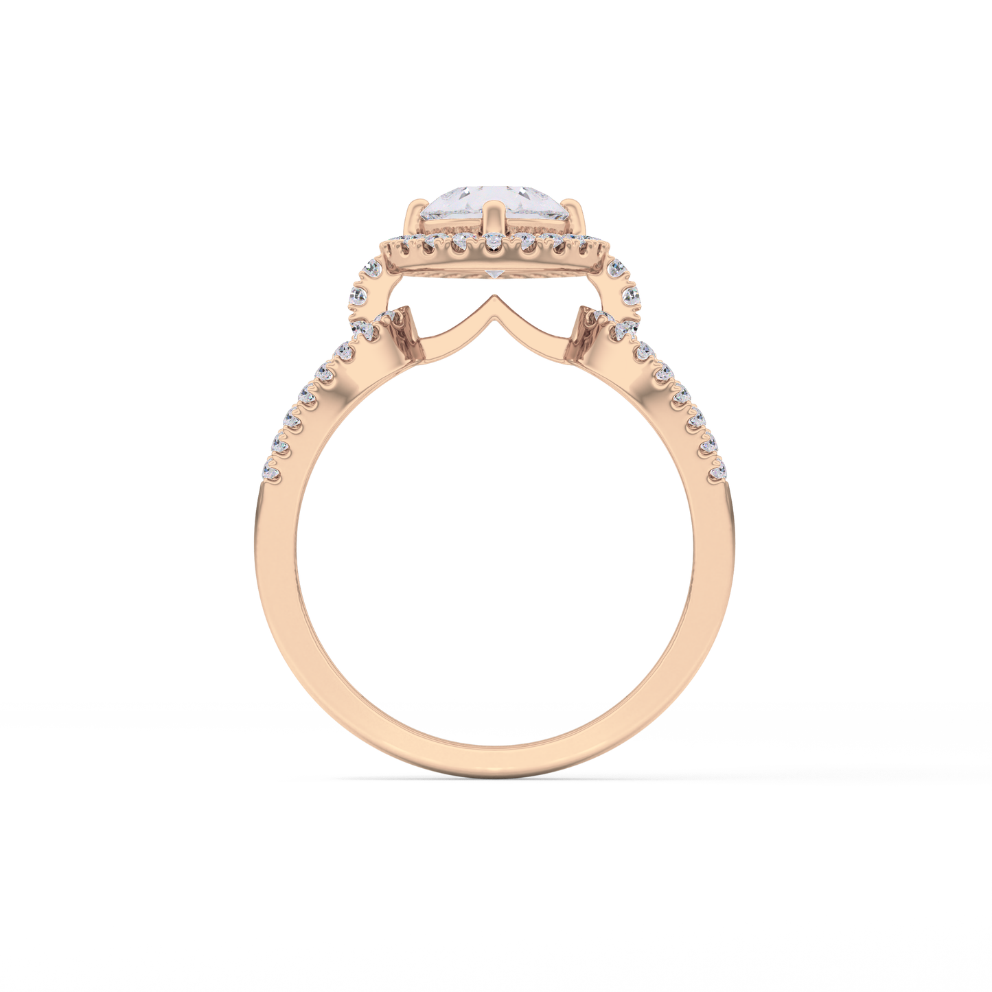 Pear Cut 1.12 Carat Moissanite Ring – Split Shank and Pave Setting in Gold