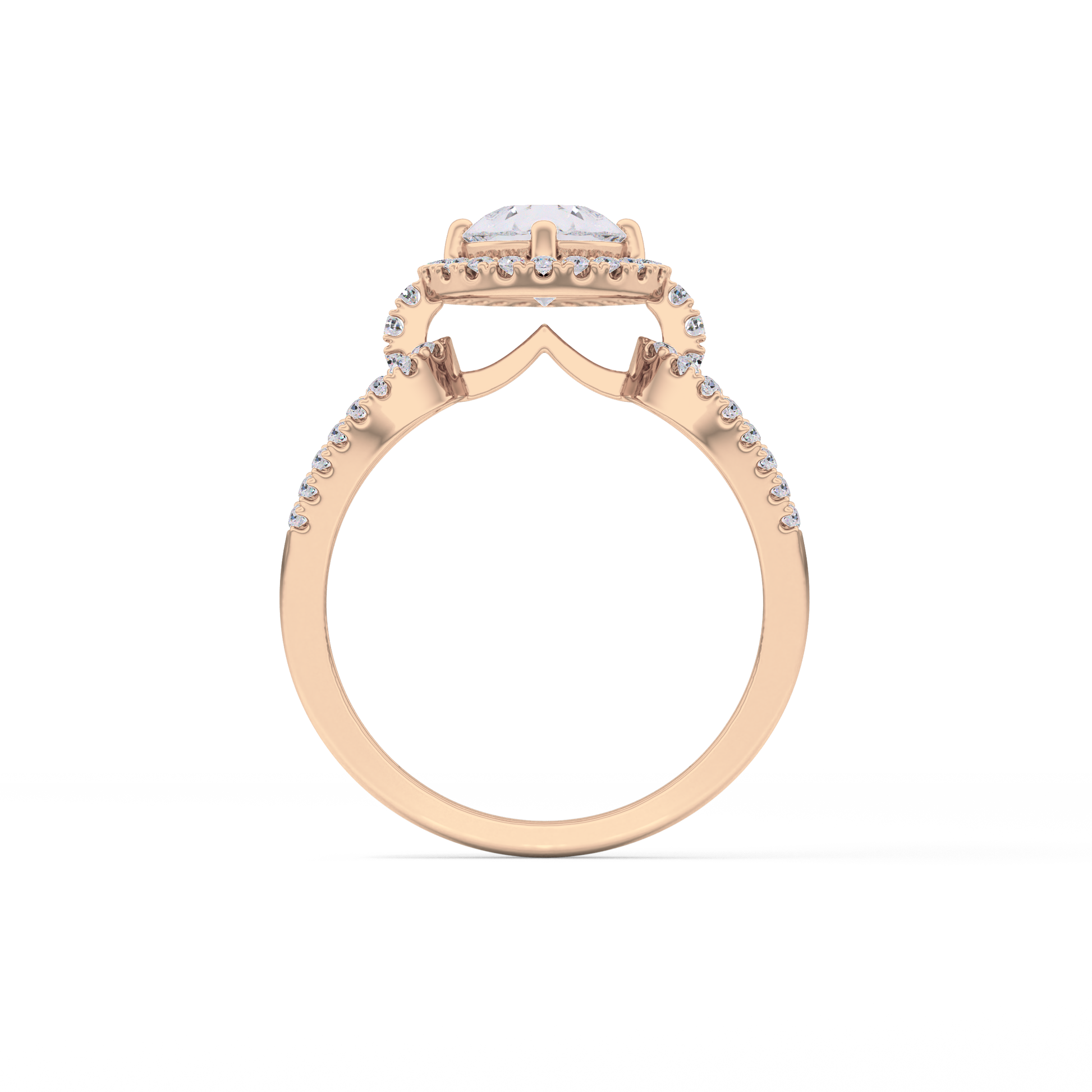 Pear Cut 1.12 Carat Moissanite Ring – Split Shank and Pave Setting in Gold