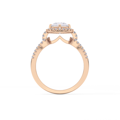 Pear Cut 1.12 Carat Moissanite Ring – Split Shank and Pave Setting in Gold