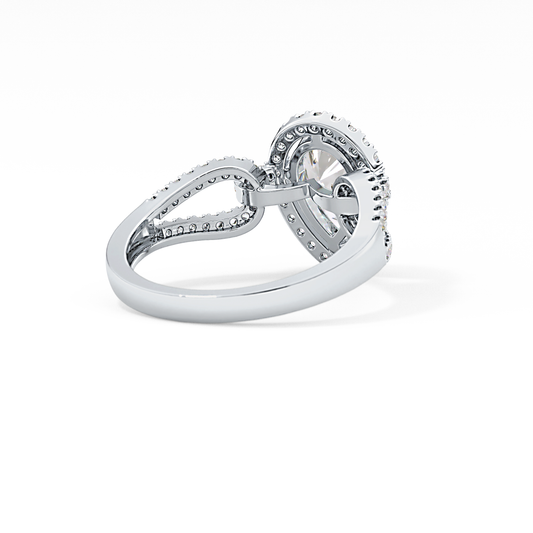 Pear Cut 1.12 Carat Moissanite Ring – Split Shank and Pave Setting in Gold