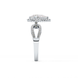 Pear Cut 1.12 Carat Moissanite Ring – Split Shank and Pave Setting in Gold