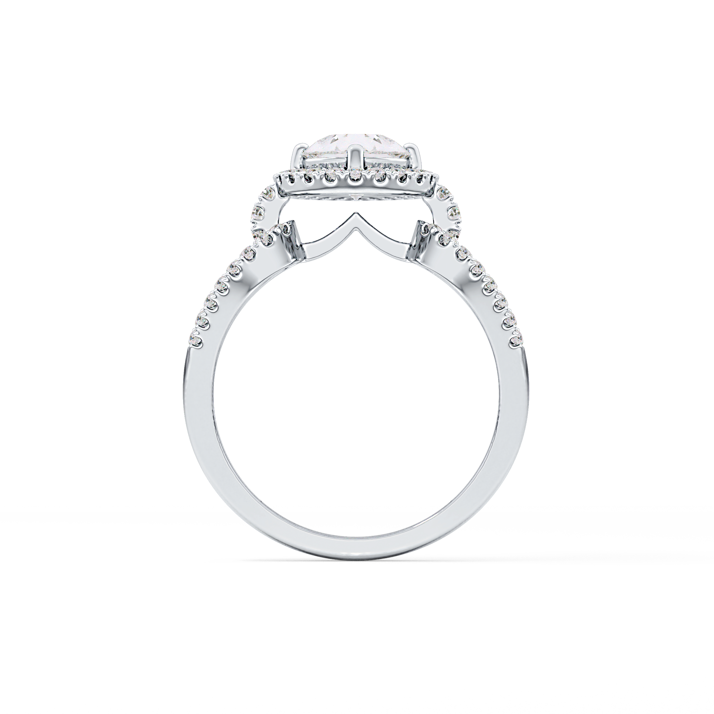 Pear Cut 1.12 Carat Moissanite Ring – Split Shank and Pave Setting in Gold