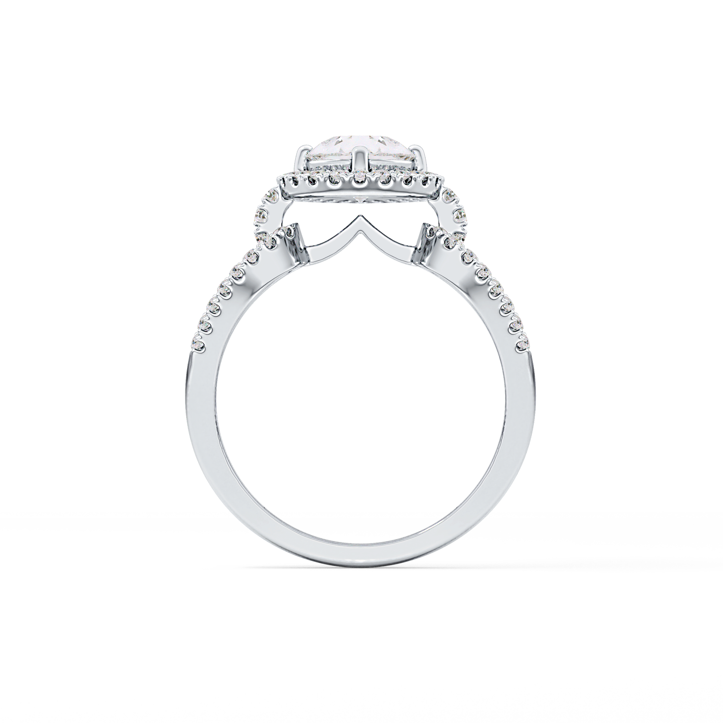 Pear Cut 1.12 Carat Moissanite Ring – Split Shank and Pave Setting in Gold