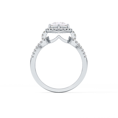 Pear Cut 1.12 Carat Moissanite Ring – Split Shank and Pave Setting in Gold