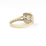 Round Cut 0.71 Carat Moissanite Ring – Split Shank and Double Halo Setting in Gold