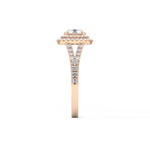 Round Cut 0.71 Carat Moissanite Ring – Split Shank and Double Halo Setting in Gold