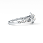 Round Cut 0.71 Carat Moissanite Ring – Split Shank and Double Halo Setting in Gold