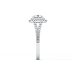 Round Cut 0.71 Carat Moissanite Ring – Split Shank and Double Halo Setting in Gold