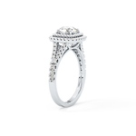 Round Cut 0.71 Carat Moissanite Ring – Split Shank and Double Halo Setting in Gold