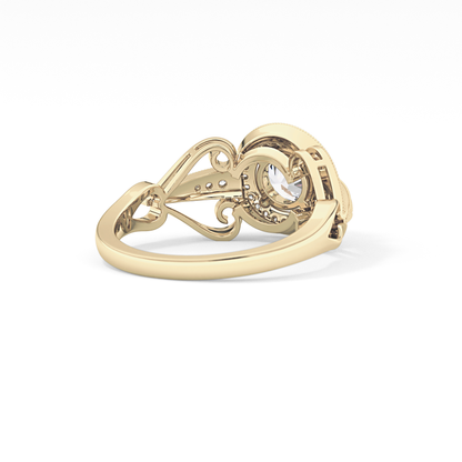 Round Cut 0.67 Carat Moissanite Ring – Halo and Pave Setting in Gold