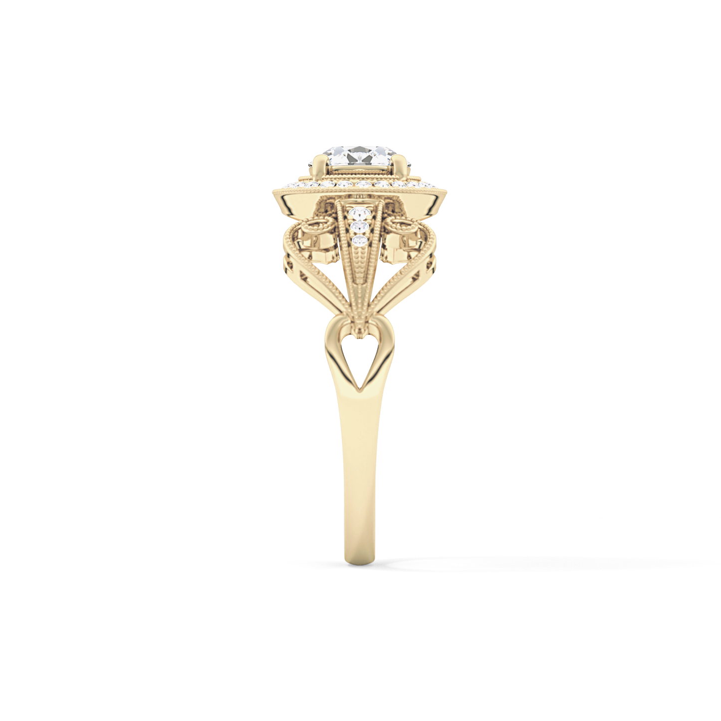 Round Cut 0.67 Carat Moissanite Ring – Halo and Pave Setting in Gold